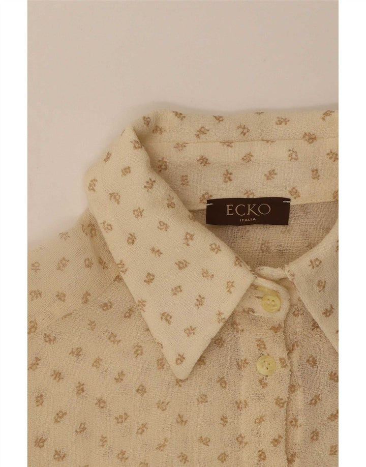 Ecko Unlimited skjortebluse til kvinder UK 10 Small Beige Plettet
