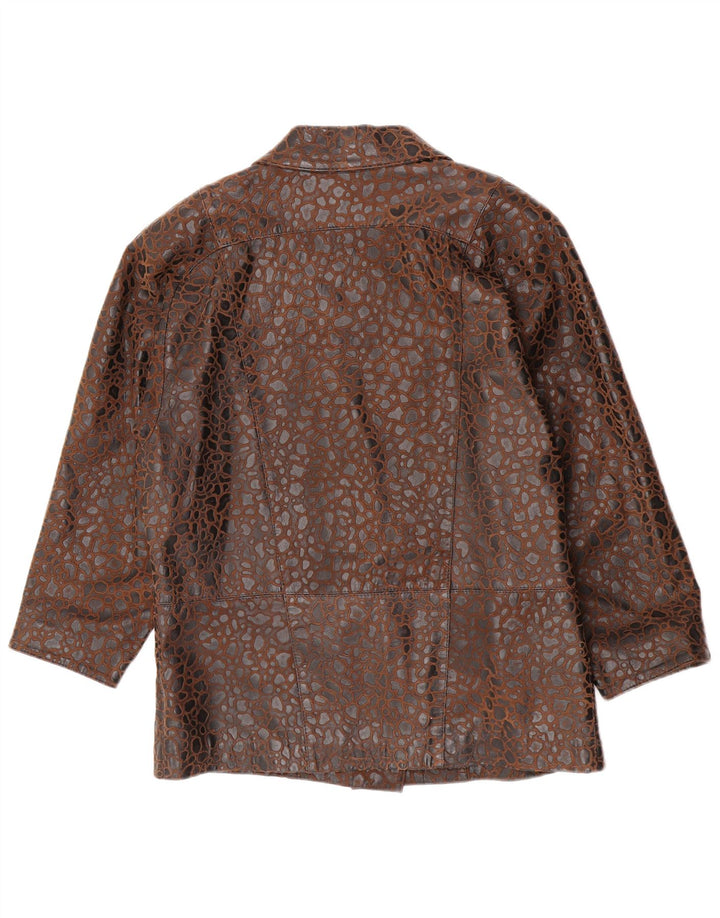 Eugene Dame Double Breasted Blazer Jacket US 10 Large Brown Animal Print