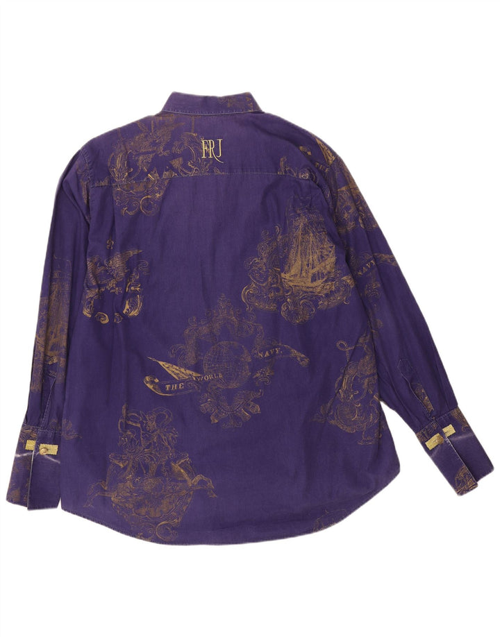 Ferre kvinders abstrakt mønster oversize skjorte UK 14 medium lilla bomuld