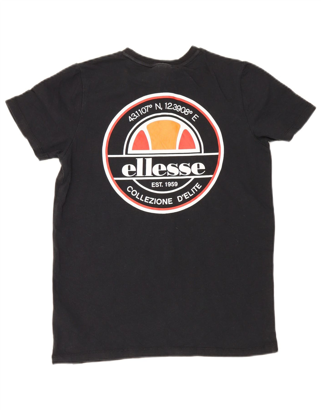Ellesse Boys Grafisk T-Shirt Top 8-9 År Medium Sort Bomuld