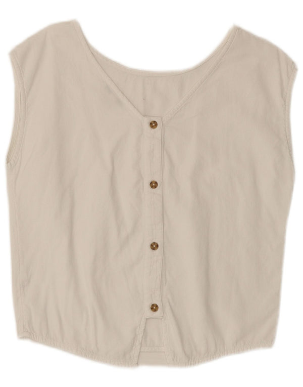 Esprit Dame ærmeløs skjorte bluse UK 10 Small White