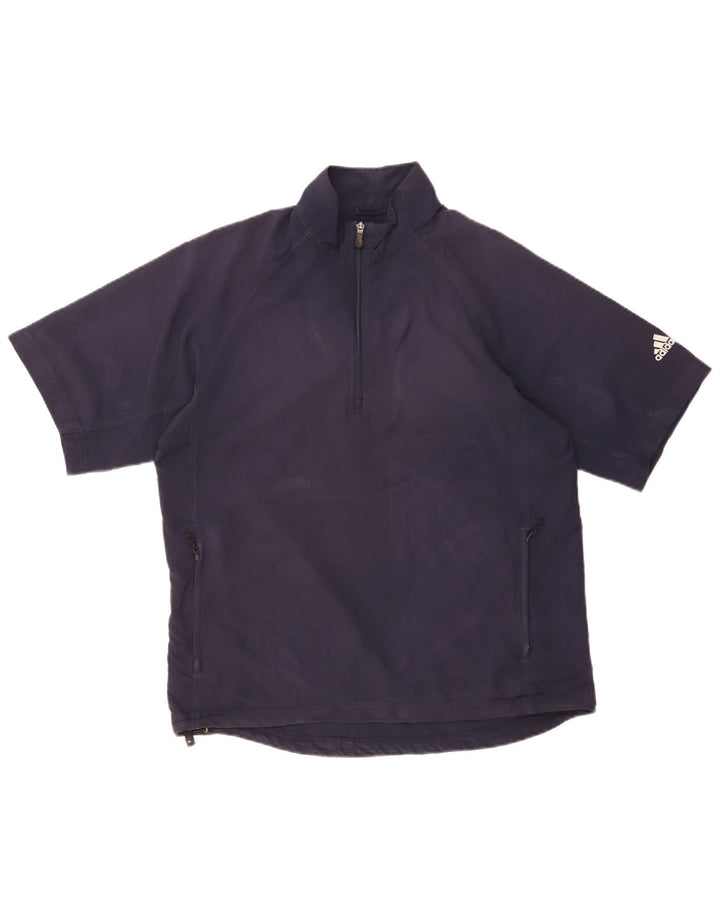 Adidas Kortærmet Herre Pullover med lynlåshals Træningsdragt Top Medium Navy Blue