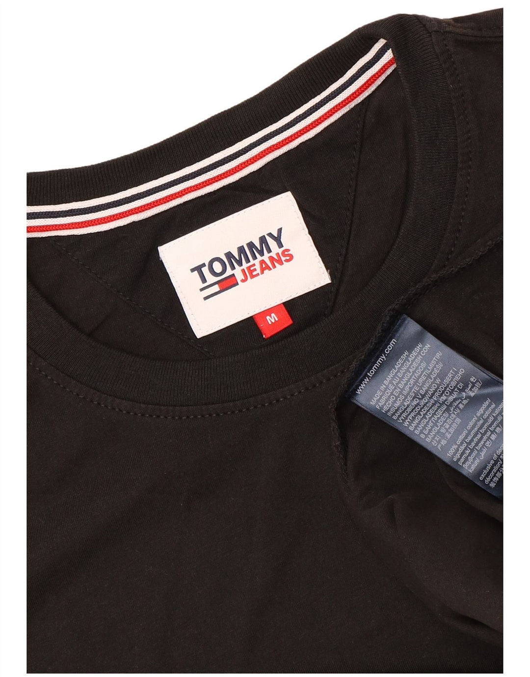 TOMMY HILFIGER Herre T-shirt Top Medium Sort Bomuld
