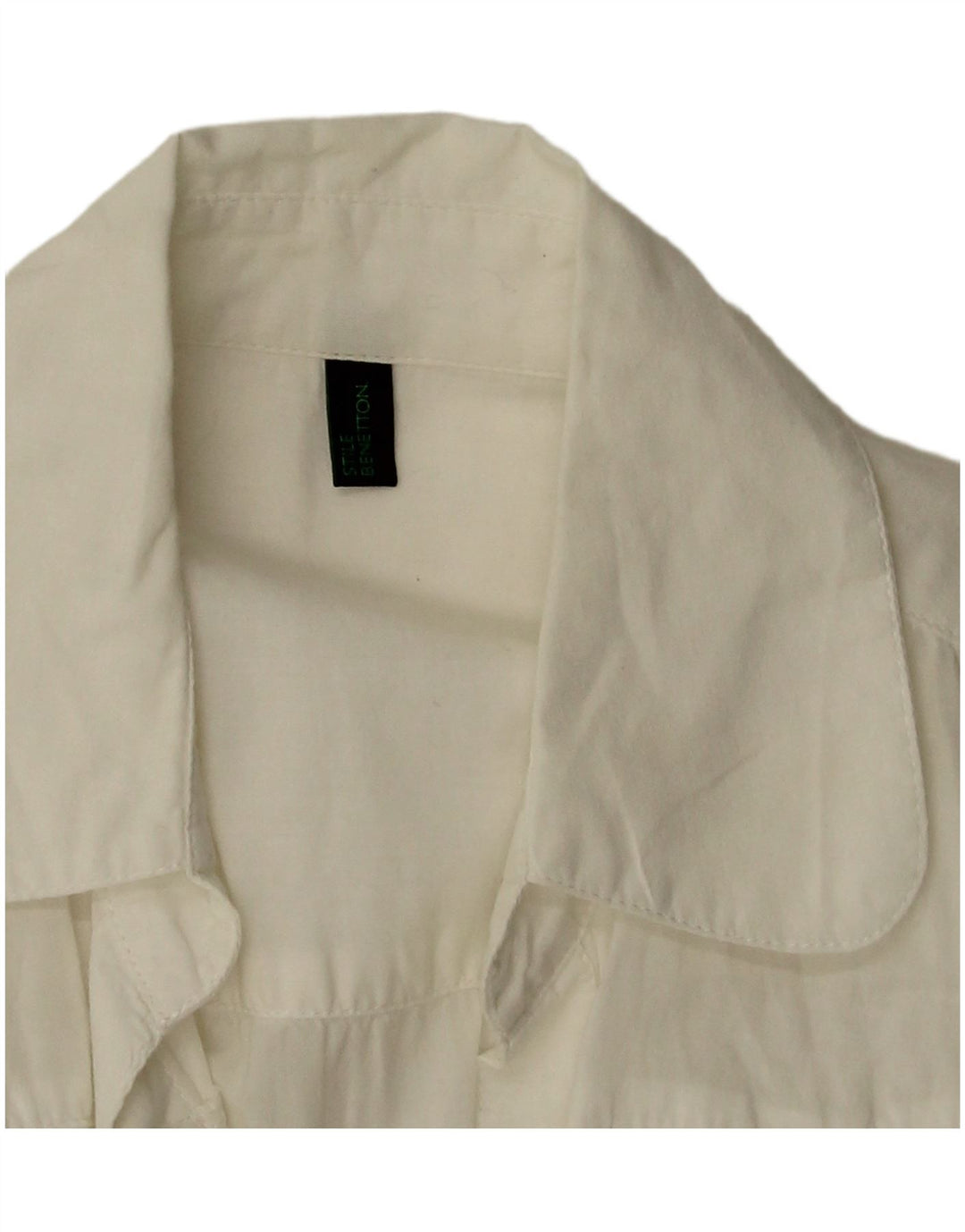 BENETTON Kortærmet skjortebluse til kvinder UK 12 Medium White