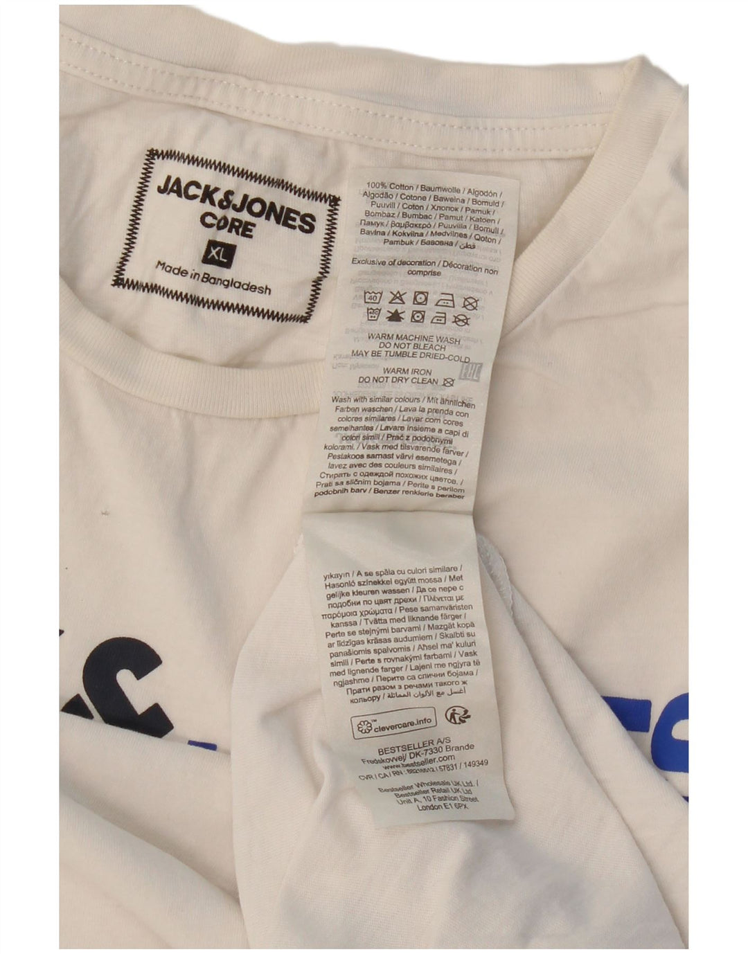 JACK & JONES Herre grafisk T-shirt Top XL Hvid Bomuld