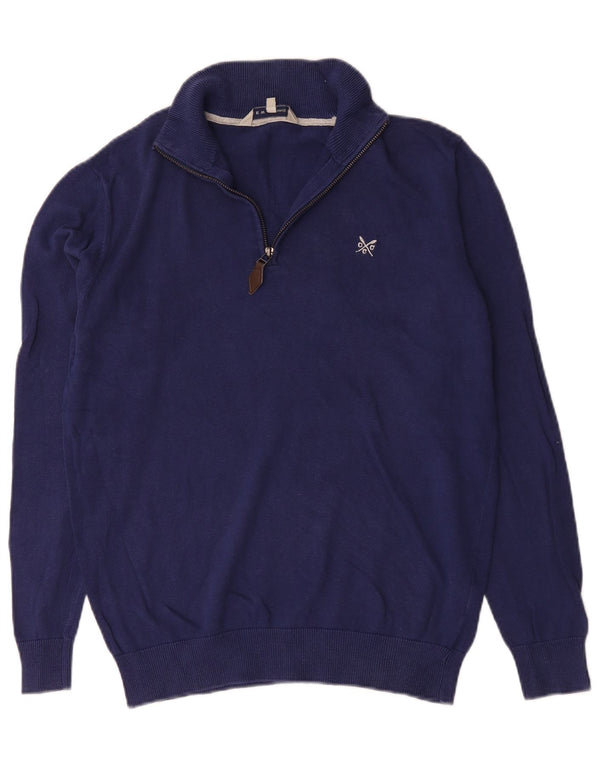 Besætningstøj Herre Zip Neck Jumper Sweater Medium Navyblå Bomuld
