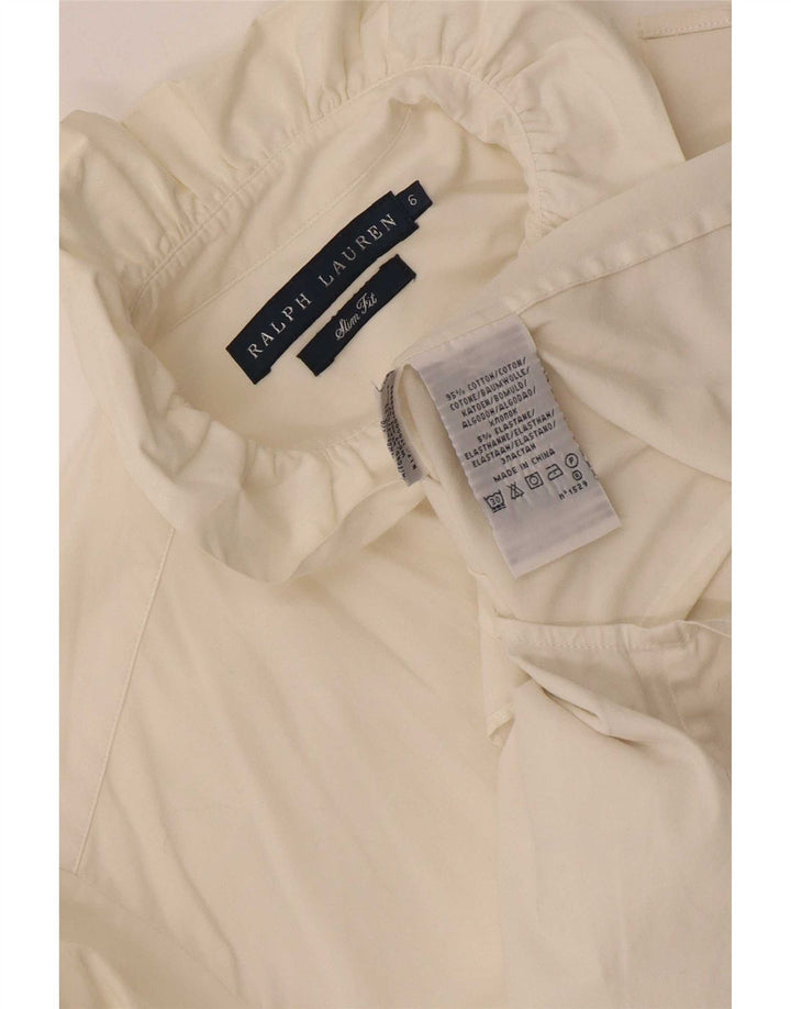 Ralph Lauren Dame Flæse Front Shirt US 6 Medium White Bomuld