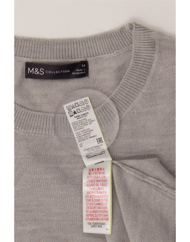 MARKS & SPENCER Womens Crew Neck Jumper Sweater UK 14 Large  Grey Vintage Marks & Spencer and Second-Hand Marks & Spencer from Messina Hembry 