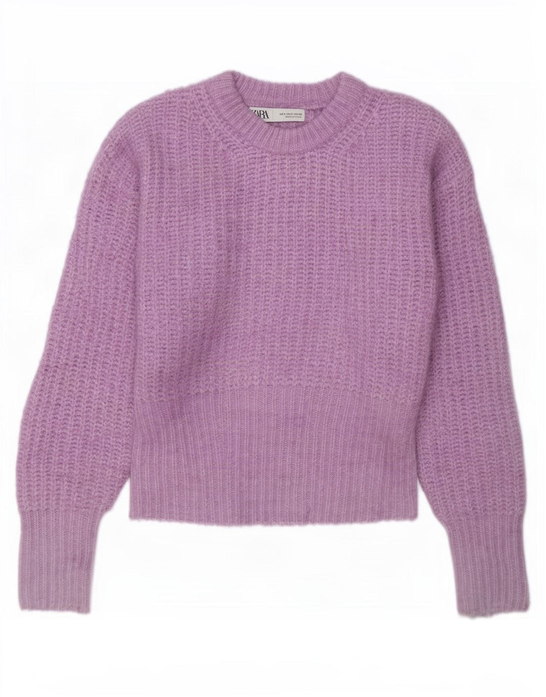 Zara Dame Boat Neck Jumper Sweater UK 10 Small Purple Polyester