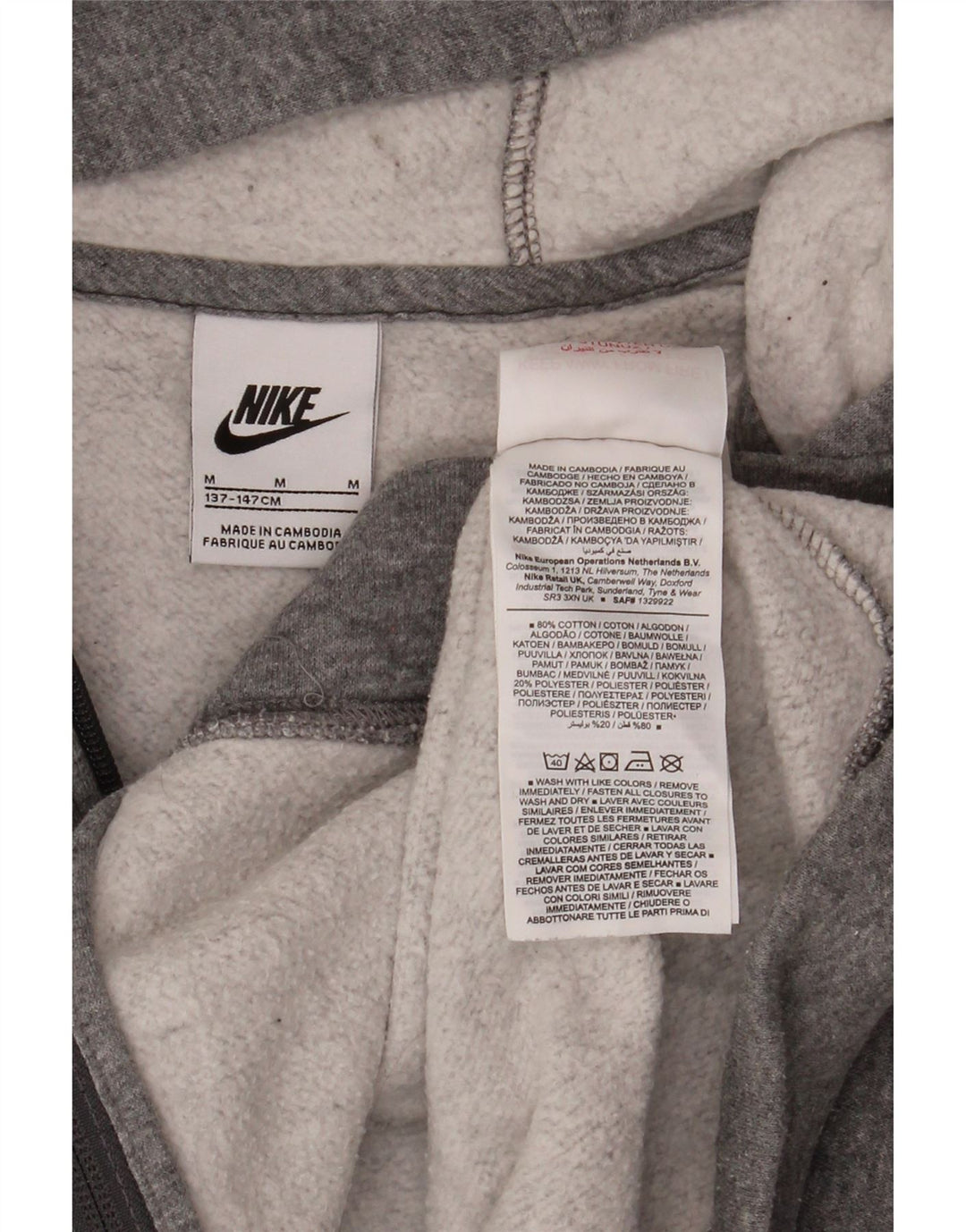 Nike hættetrøje med lynlås til drenge 10-11 år mellemgrå bomuld