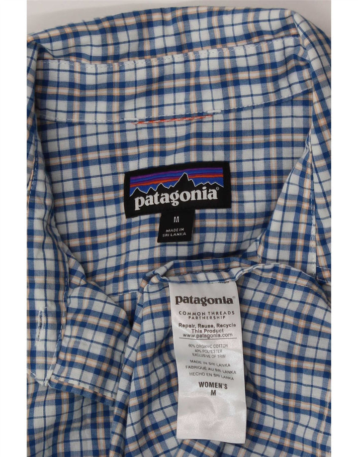 Patagonia Dameskjorte UK 14 Medium Blue Ternet Bomuld