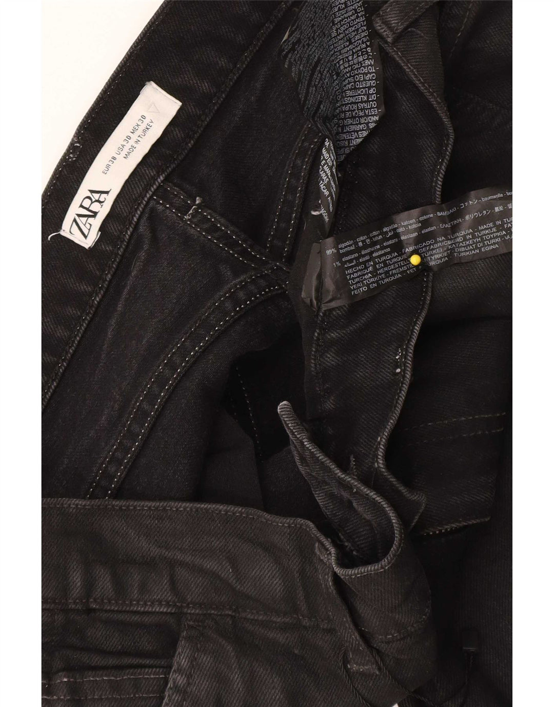 Zara Herre Cargo Slim Jeans EU 38 Small W30 L30 Sort Bomuld