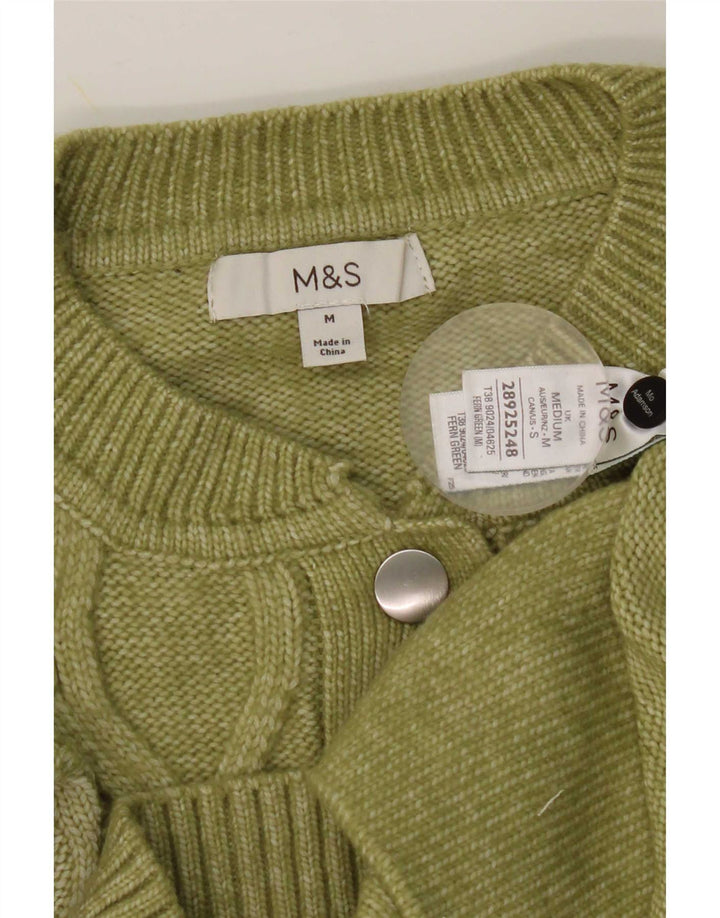 Marks & Spencer Dame Cardigan Sweater UK 14 Medium Green Polyester