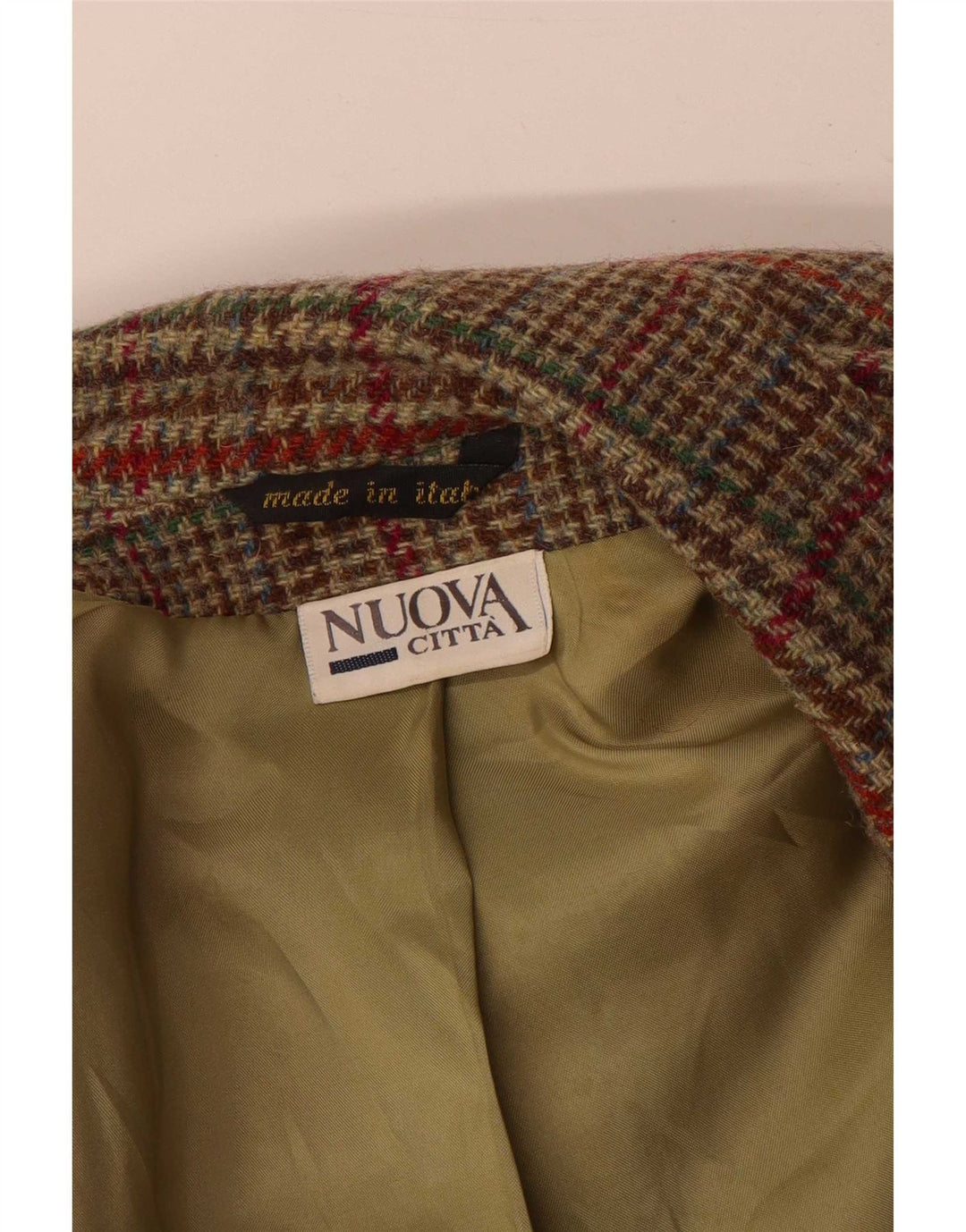 Nuova Citta Dame 2-knaps blazerjakke IT 46 Large Green Houndstooth