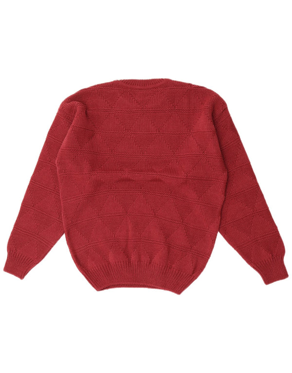 Vintage sweater med rund hals til mænd IT 48/50 Medium Maroon Argyle/Diamond