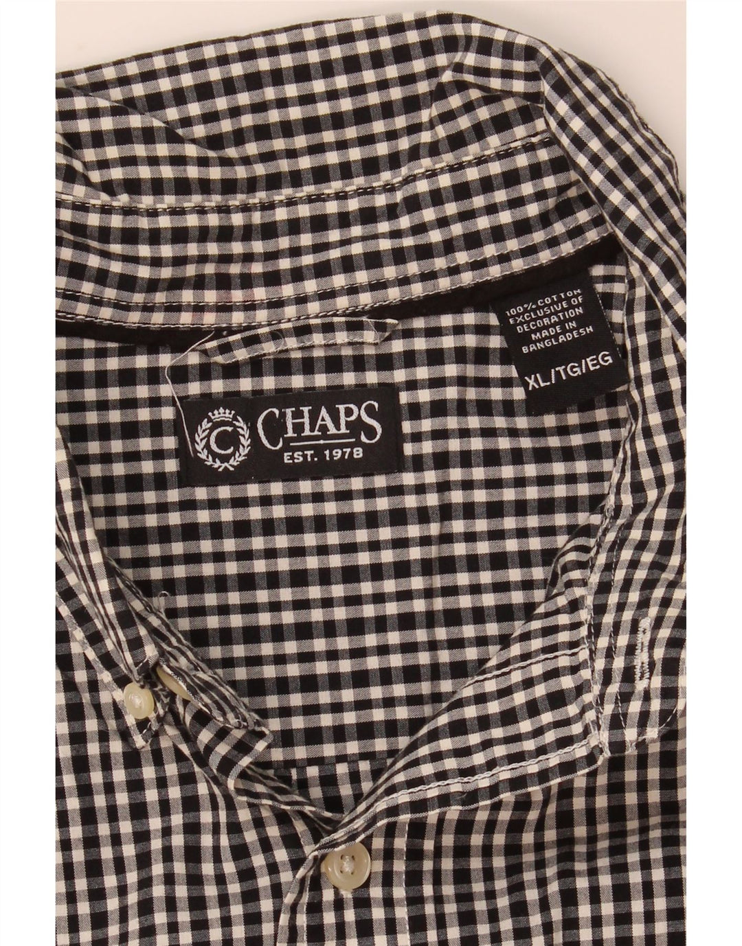 Chaps Herreskjorte XL Sort Gingham Bomuld