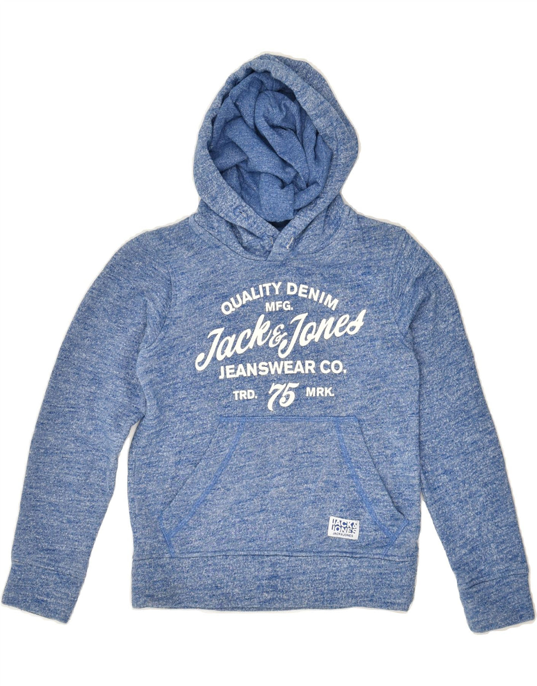 JACK & JONES Boys Graphic Hoodie Jumper 6-7 Years Blue Flecked Polyester | Vintage Jack & Jones | Thrift | Second-Hand Jack & Jones | Used Clothing | Messina Hembry 