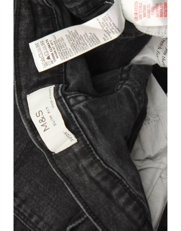 Marks & Spencer Herre Slim Jeans W32 L26 Sort Bomuld