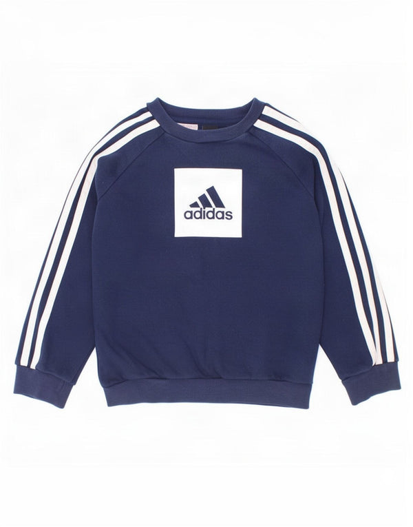 Adidas drenge grafisk sweatshirt trøje 6-7 år marineblå bomuld