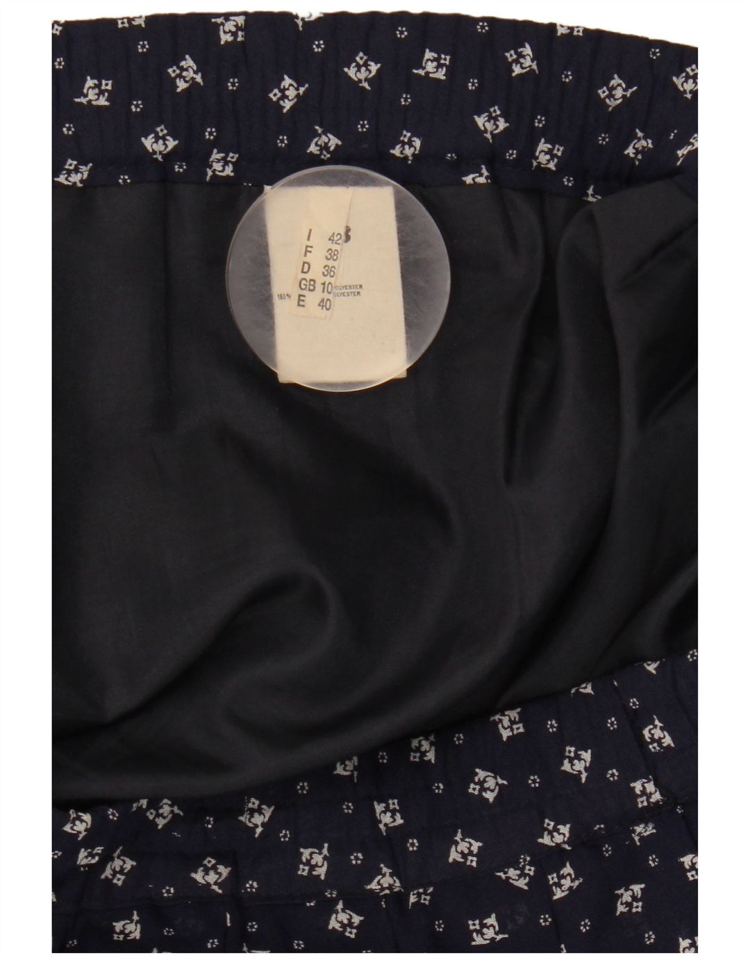 GVB Dame A-Line nederdel UK 10 Small W34 Navy Blue Floral Polyester
