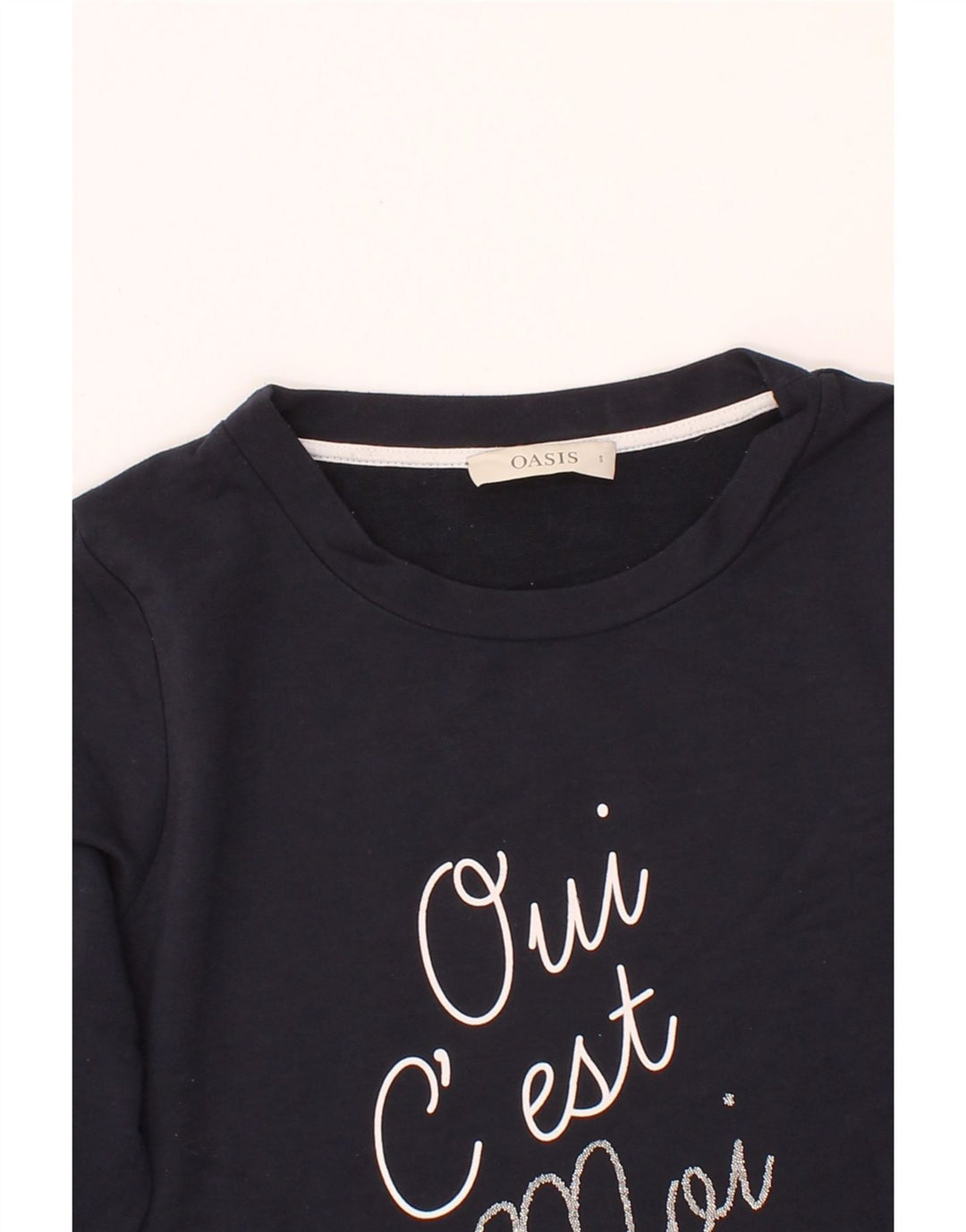 OASIS Womens Oversized Graphic Sweatshirt Jumper UK 10 Small Navy Blue Vintage Oasis and Second-Hand Oasis from Messina Hembry 