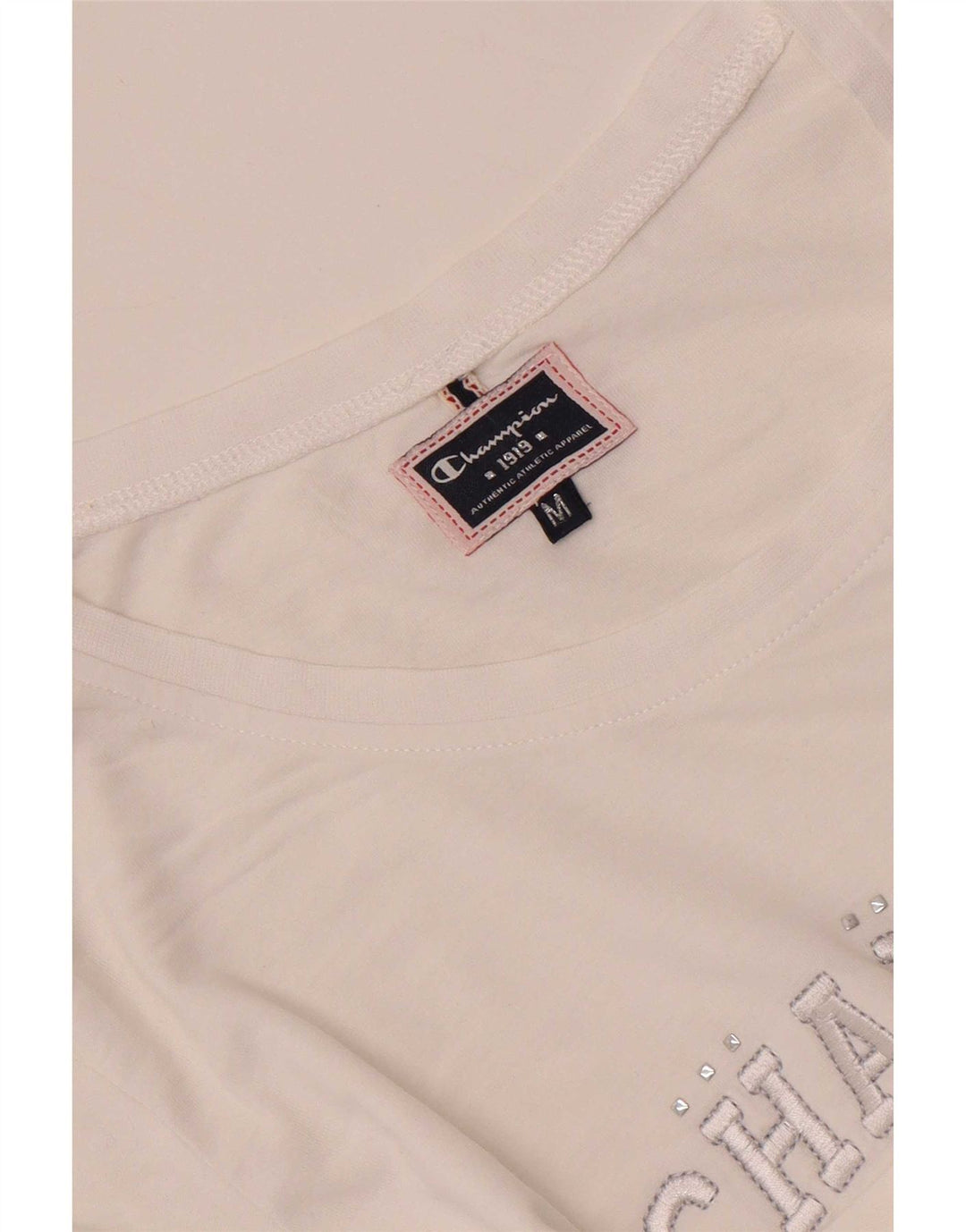 Champion Dame Grafisk T-Shirt Top UK 12 Medium White