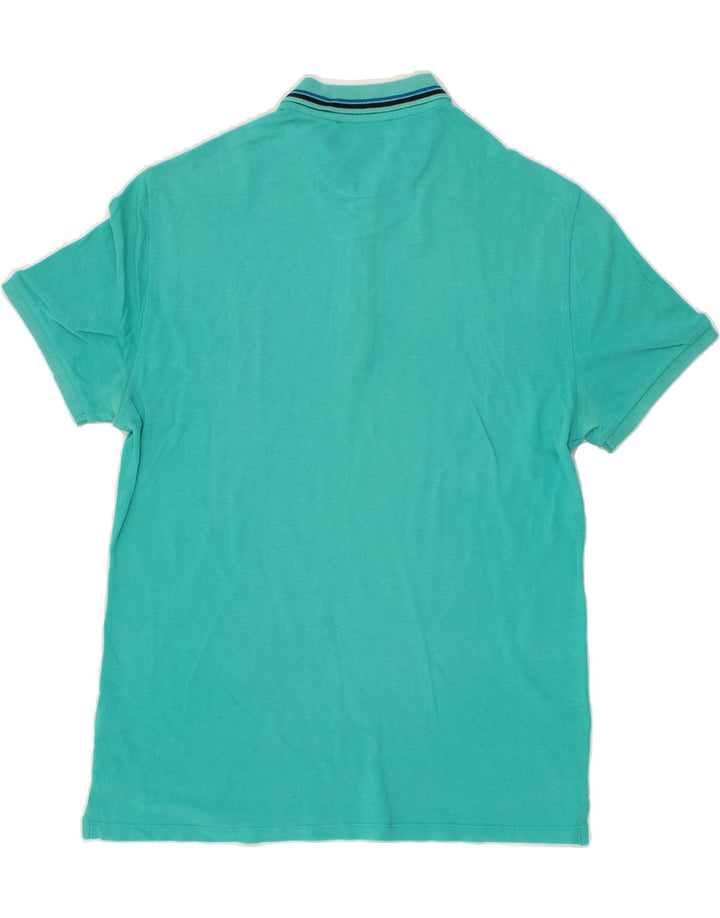 TRUSSARDI JEANS Mens Polo Shirt Small Turquoise Cotton Vintage Trussardi Jeans and Second-Hand Trussardi Jeans from Messina Hembry 