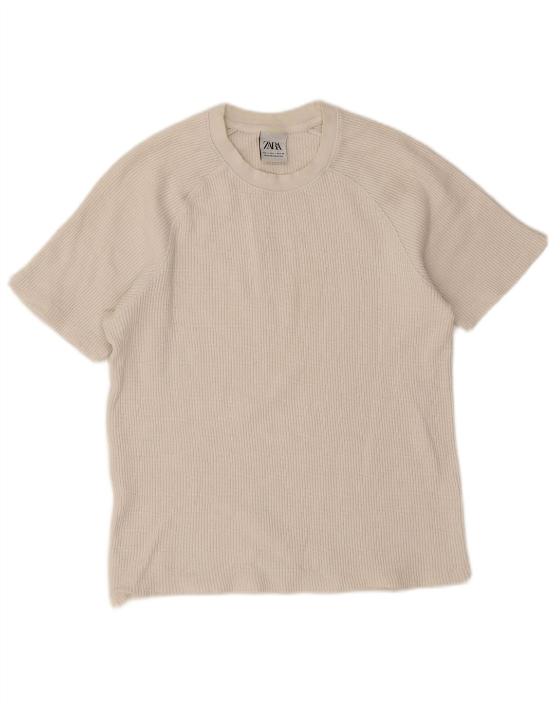Zara Dame Oversized T-Shirt Top UK 10 Small White Bomuld