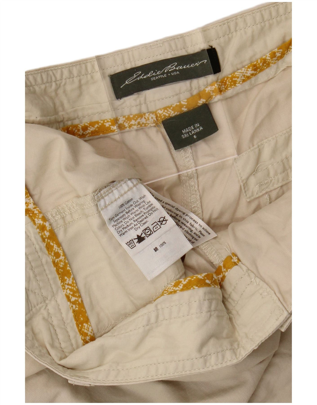 EDDIE BAUER Chino Shorts til kvinder US 6 Medium W34 Beige Bomuld
