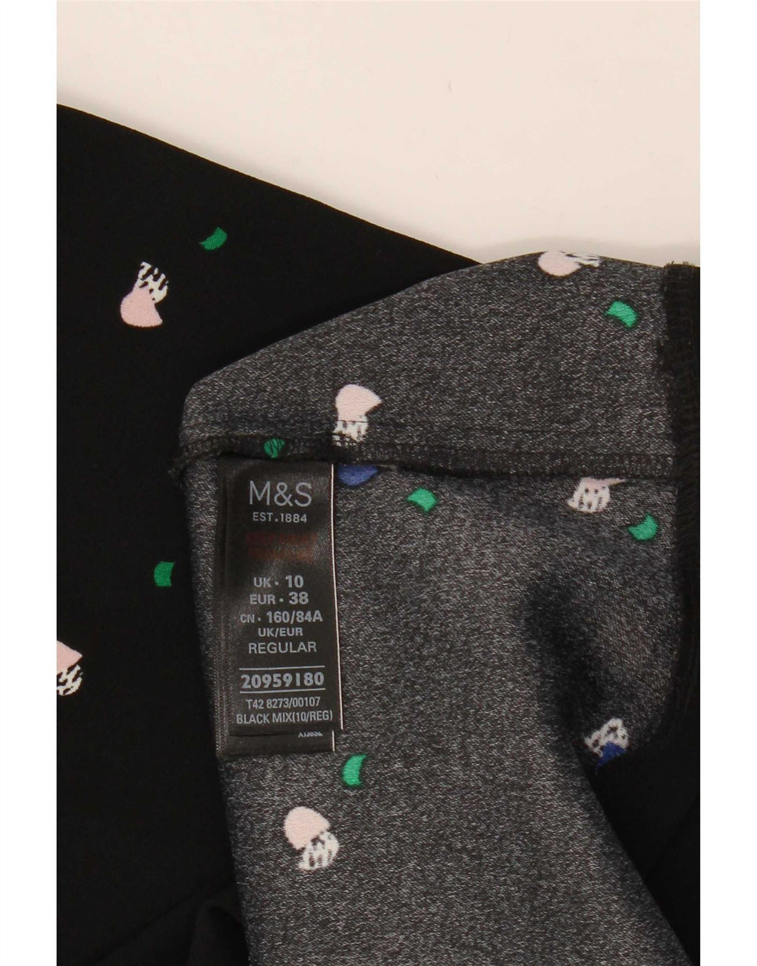 Marks & Spencer Kvinder Abstrakt Mønster A-Line Kjole UK 10 Lille Sort
