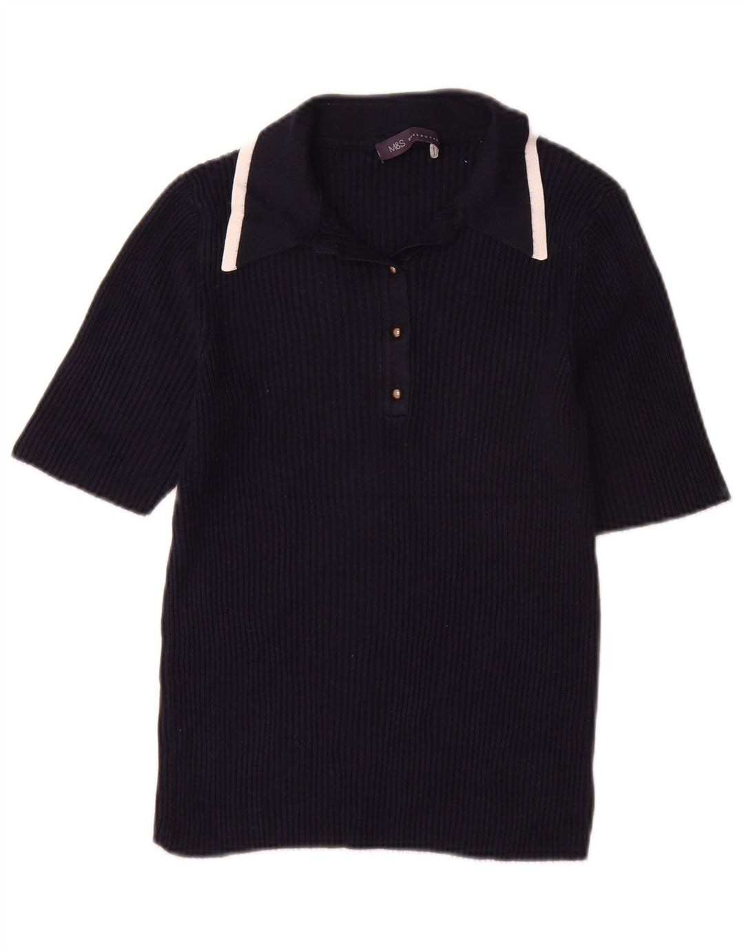 Marks & Spencer Dame Polo Neck Jumper Sweater UK 14 Medium Navy Blue