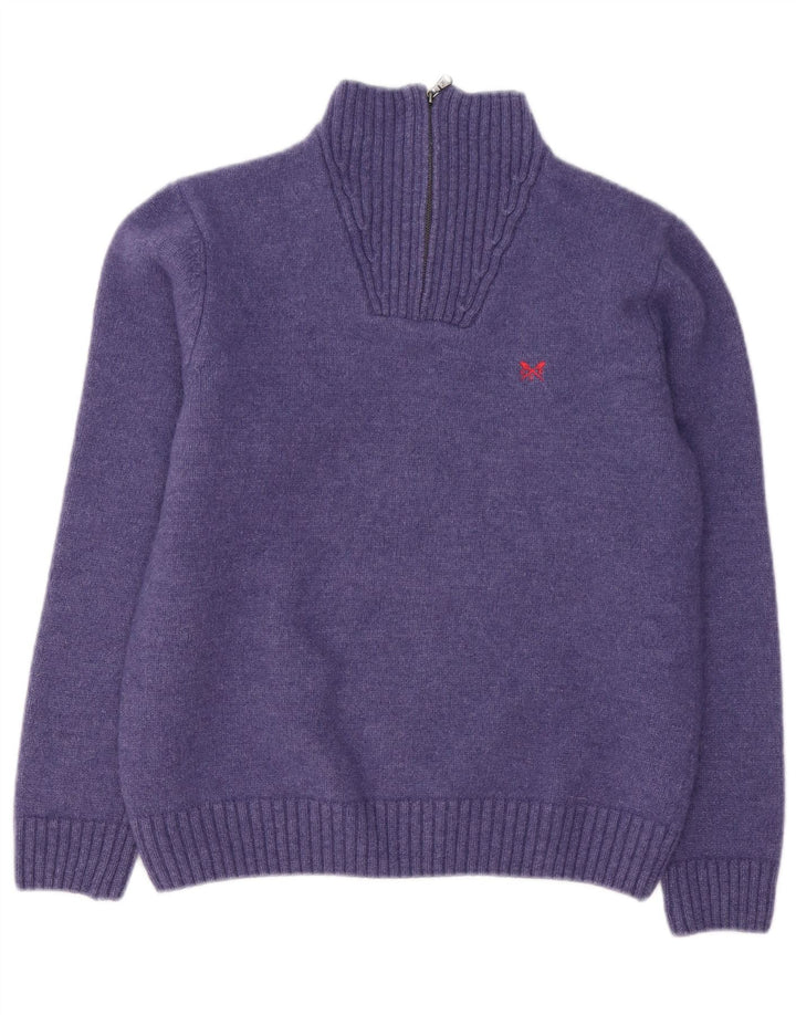 Besætningstøj Herre Zip Neck Jumper Sweater Stor lilla lammeuld