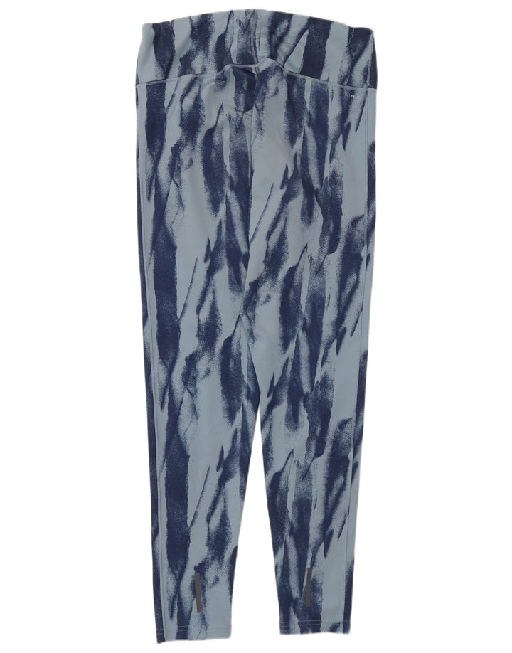 Adidas Womens Climalite abstrakt mønster Leggings UK 16/18 Large Blue