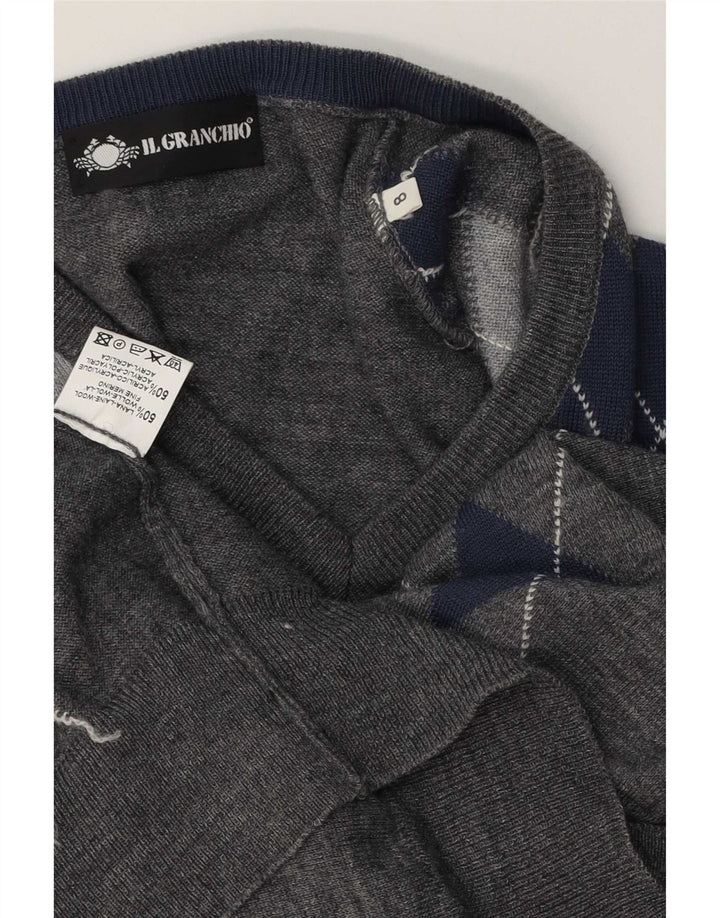 Il Granchio Herre V-hals sweater Stor Grå Argyle/Diamant Wool