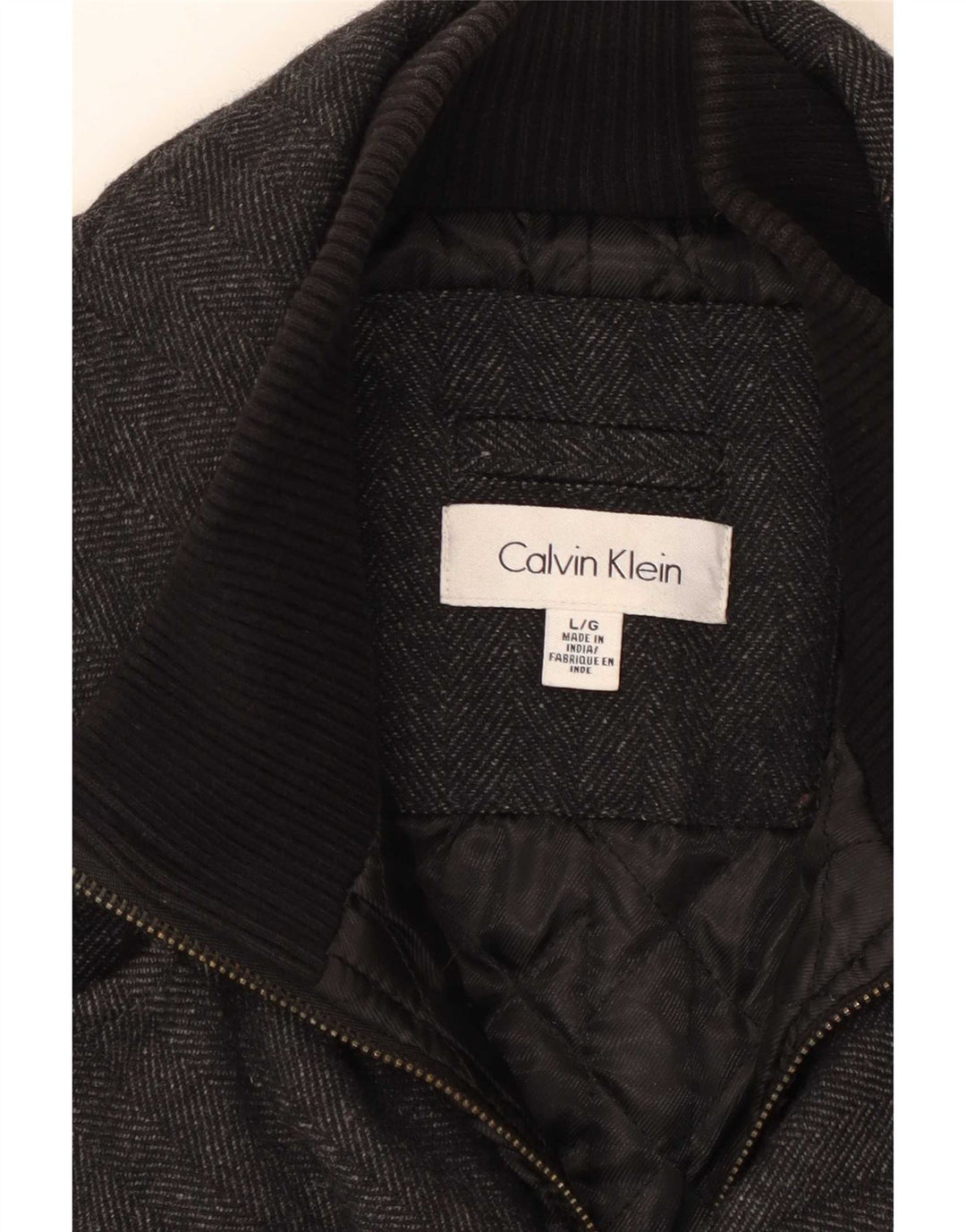 Calvin Klein Herre Pea Coat UK 40 Large Grey Sildebensuld
