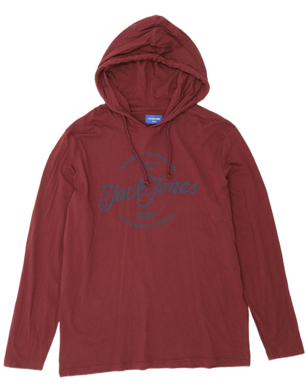 Jack & Jones Herre Hooded Grafisk Top Langærmet 2XL Burgundy