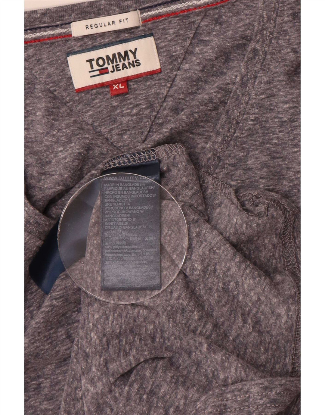 Tommy Hilfiger Herre Regular Fit T-Shirt Top XL Grå Flecked Polyester