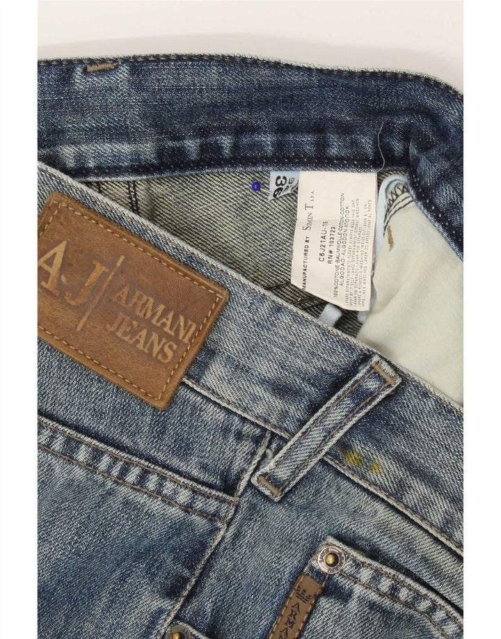 Armani Herre Distressed Straight Jeans W36 L30 Blå Bomuld