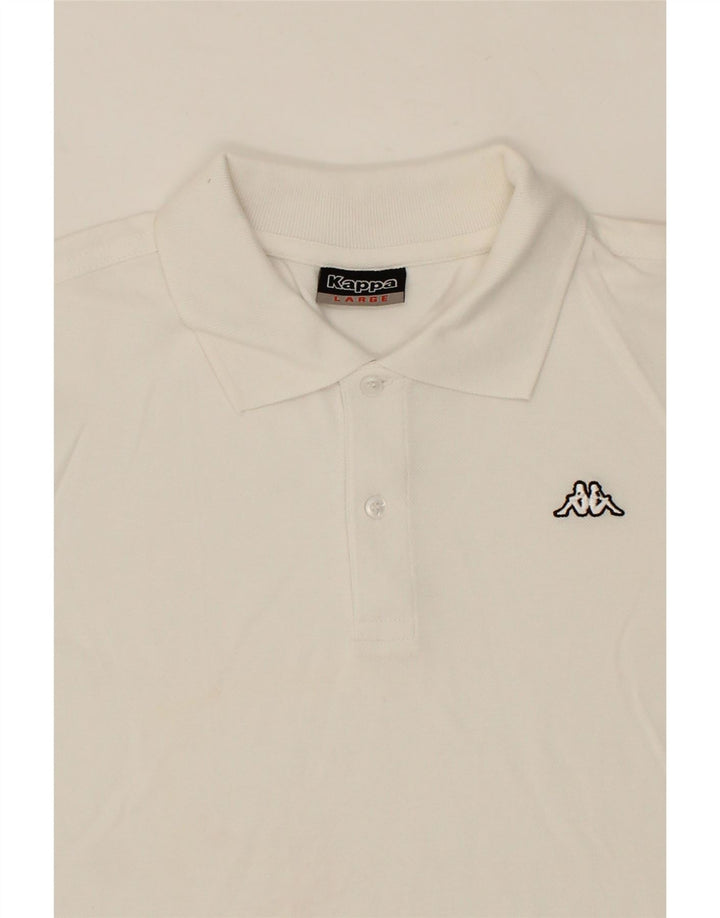 KAPPA Mens Polo Shirt Large White Cotton Vintage Kappa and Second-Hand Kappa from Messina Hembry 