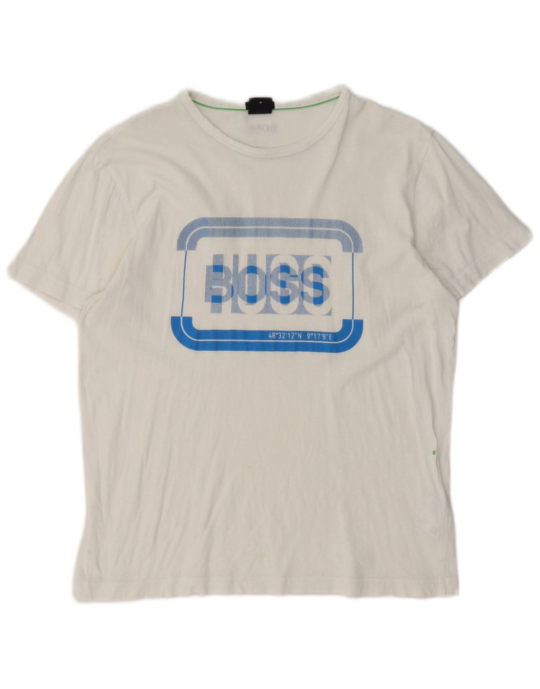 Hugo Boss Herre Regular Fit Grafisk T-shirt Top Medium Hvid Bomuld