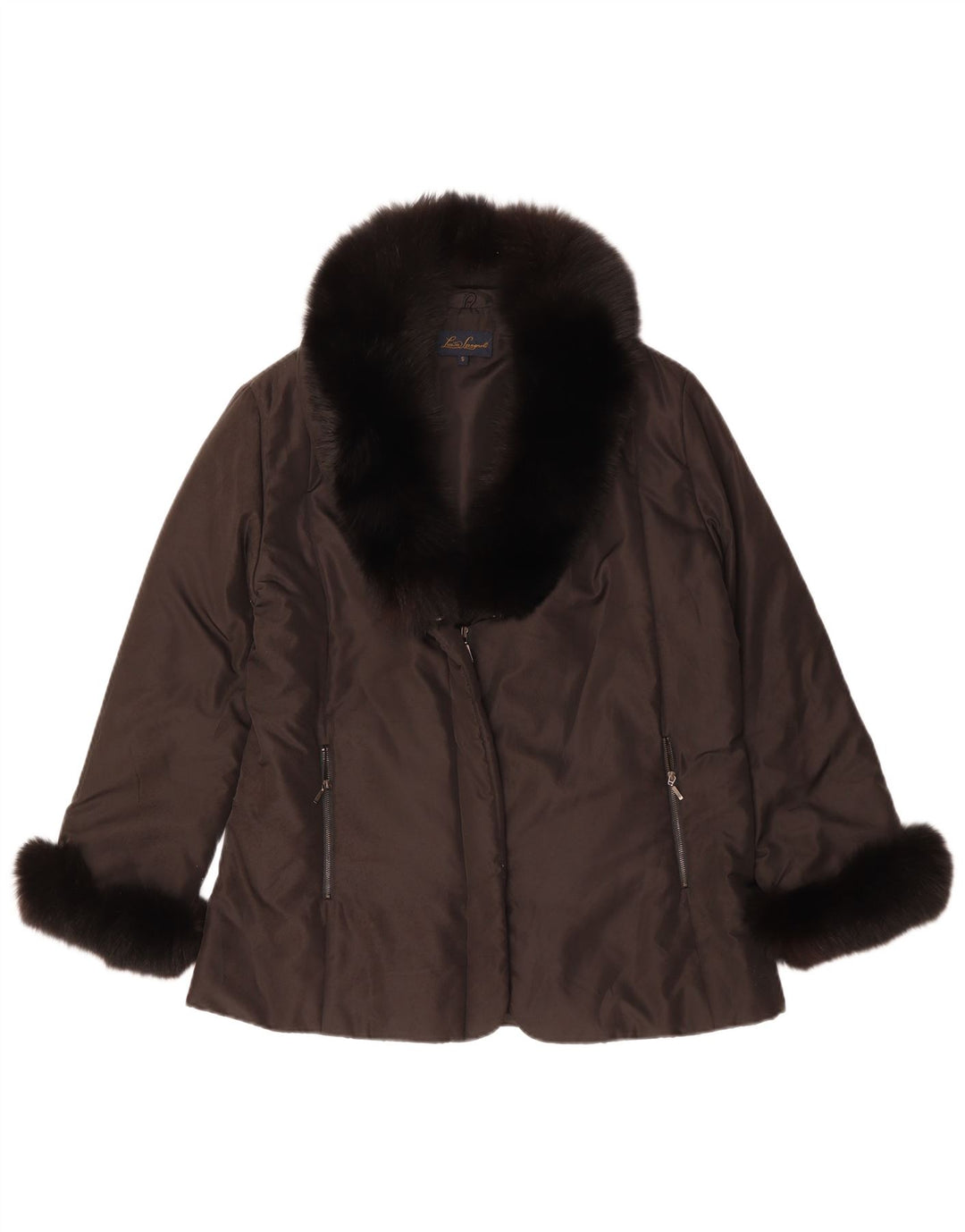 Luisa Spagnoli Dame Oversized polstret jakke UK 10 Lille brun polyester