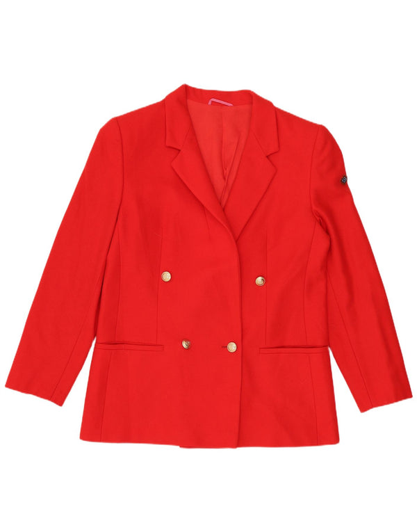 Vintage Dame Dobbeltradet Blazer Jacket UK 12 Medium Rød