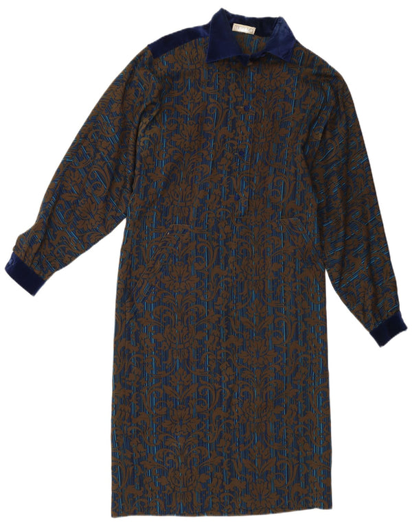 Modyva Womens Long Sleeve Maxi Dress UK 16 Large Navy Blue Floral
