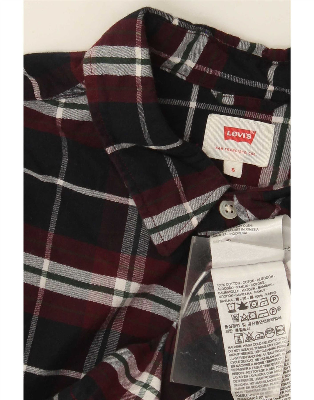 Levi's Flanelskjorte til mænd, lille sort ternet bomuld
