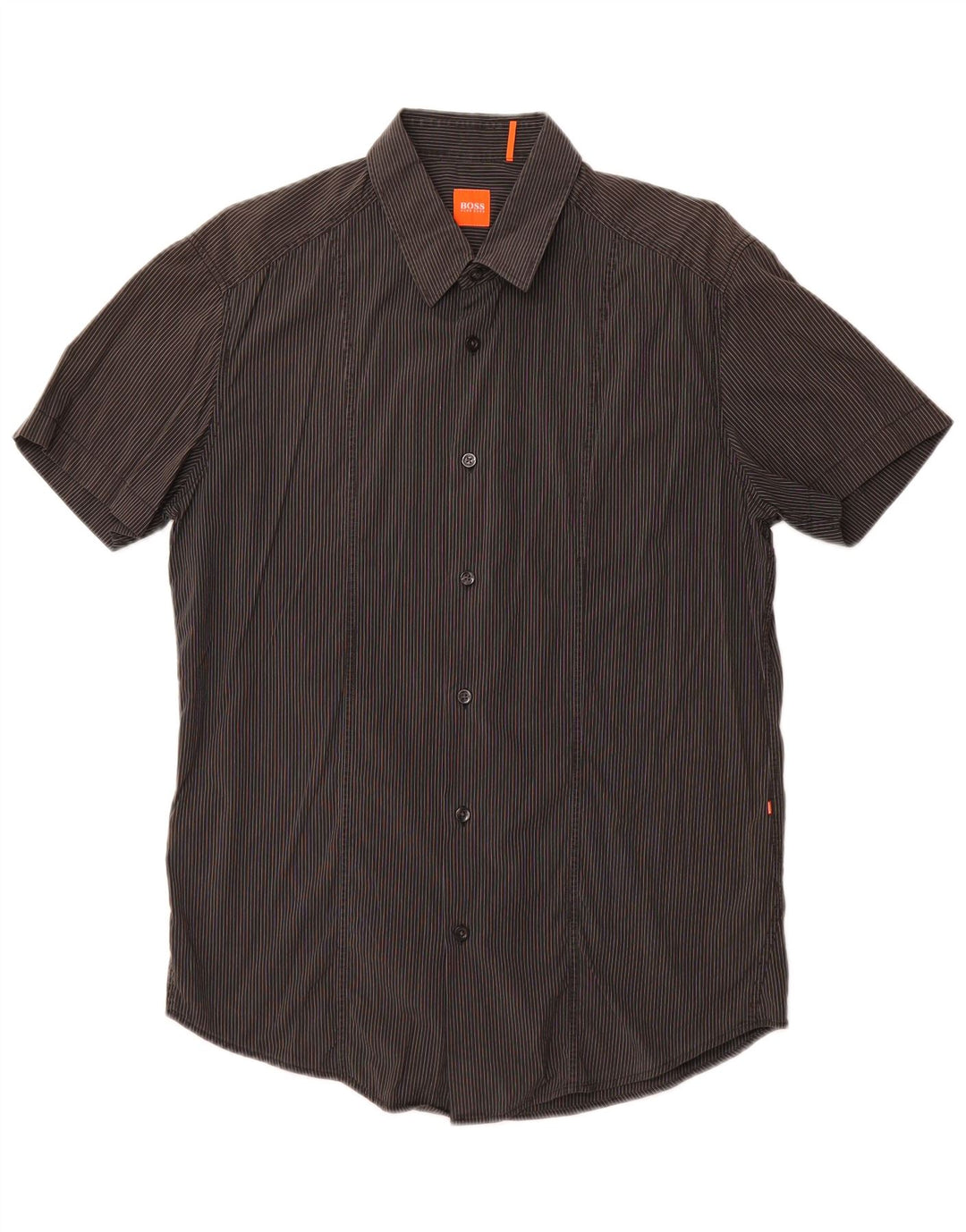 HUGO BOSS Kortærmet herreskjorte Stor grå nålestribet bomuld