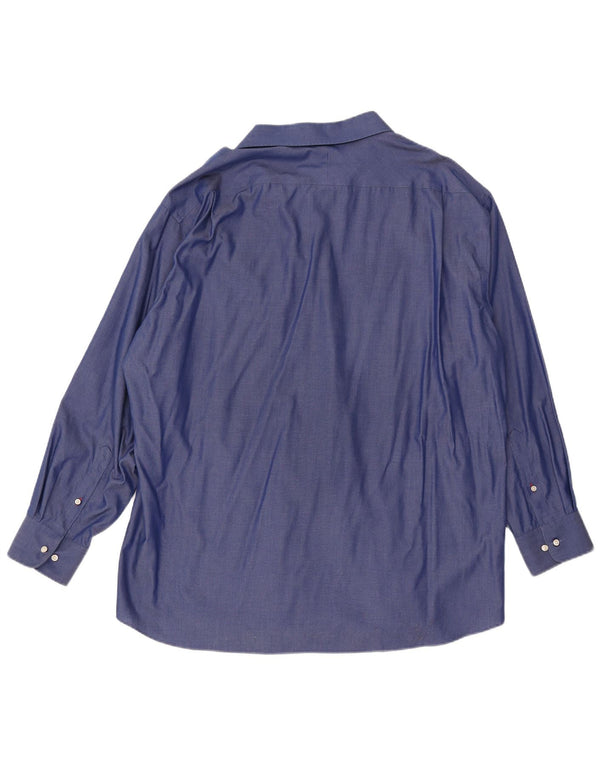 Tommy Hilfiger Herre Regular Fit Skjorte Størrelse 18 2XL Blå Bomuld