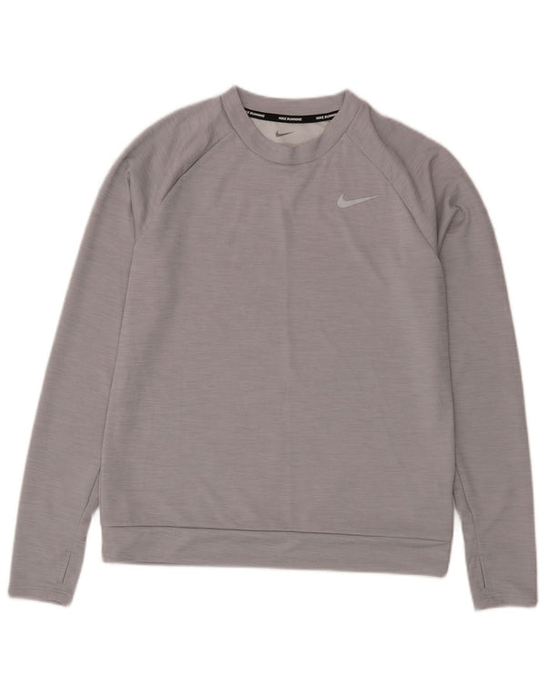 Nike Dame Sweatshirt Jumper UK 10 Small Grå Flecked Polyester