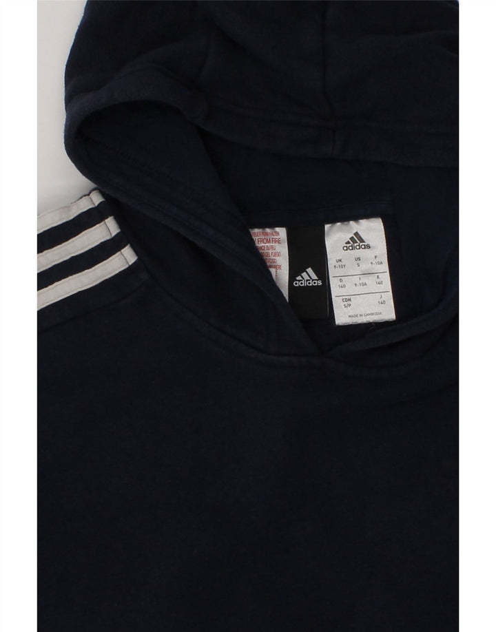 ADIDAS Boys Zip Hoodie Sweater 9-10 Years Black Cotton | Vintage Adidas | Thrift | Second-Hand Adidas | Used Clothing | Messina Hembry 
