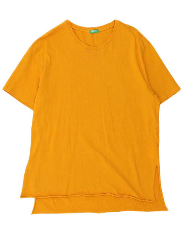 Benetton Womens Tunic Top UK 14 Medium Yellow Cotton