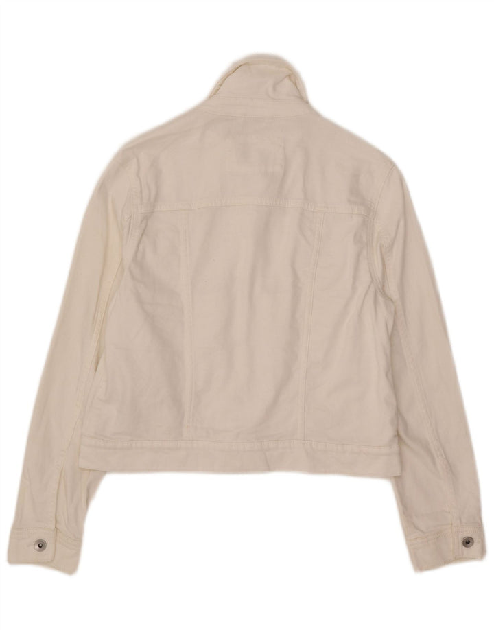 Marks & Spencer Dame Crop Denim Jacket UK 12 Medium White Bomuld